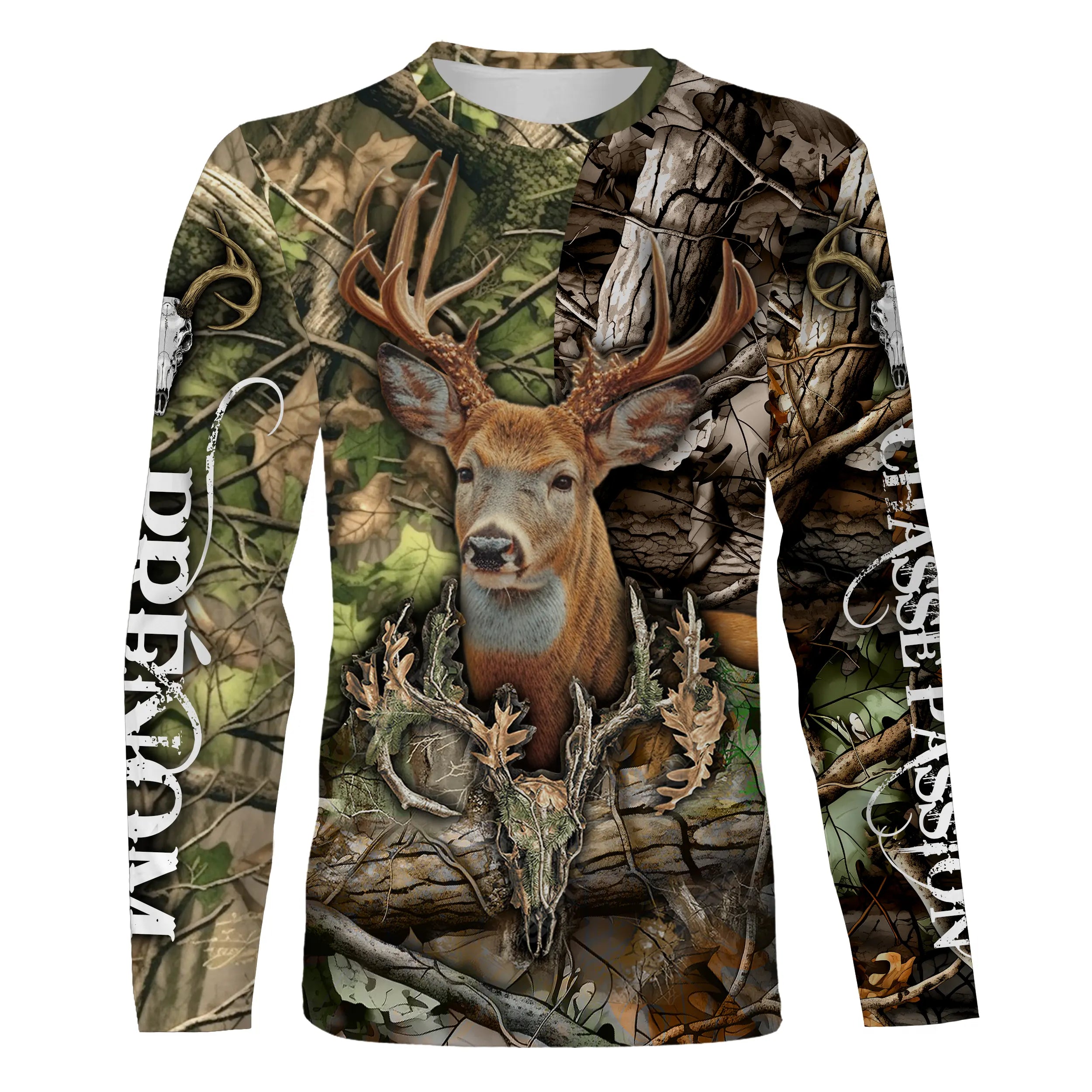 T-shirt Camouflage Chasse Passion, Chasse Au Cerf, Cadeau Perrsonnalisé Chasseur - CT07092236