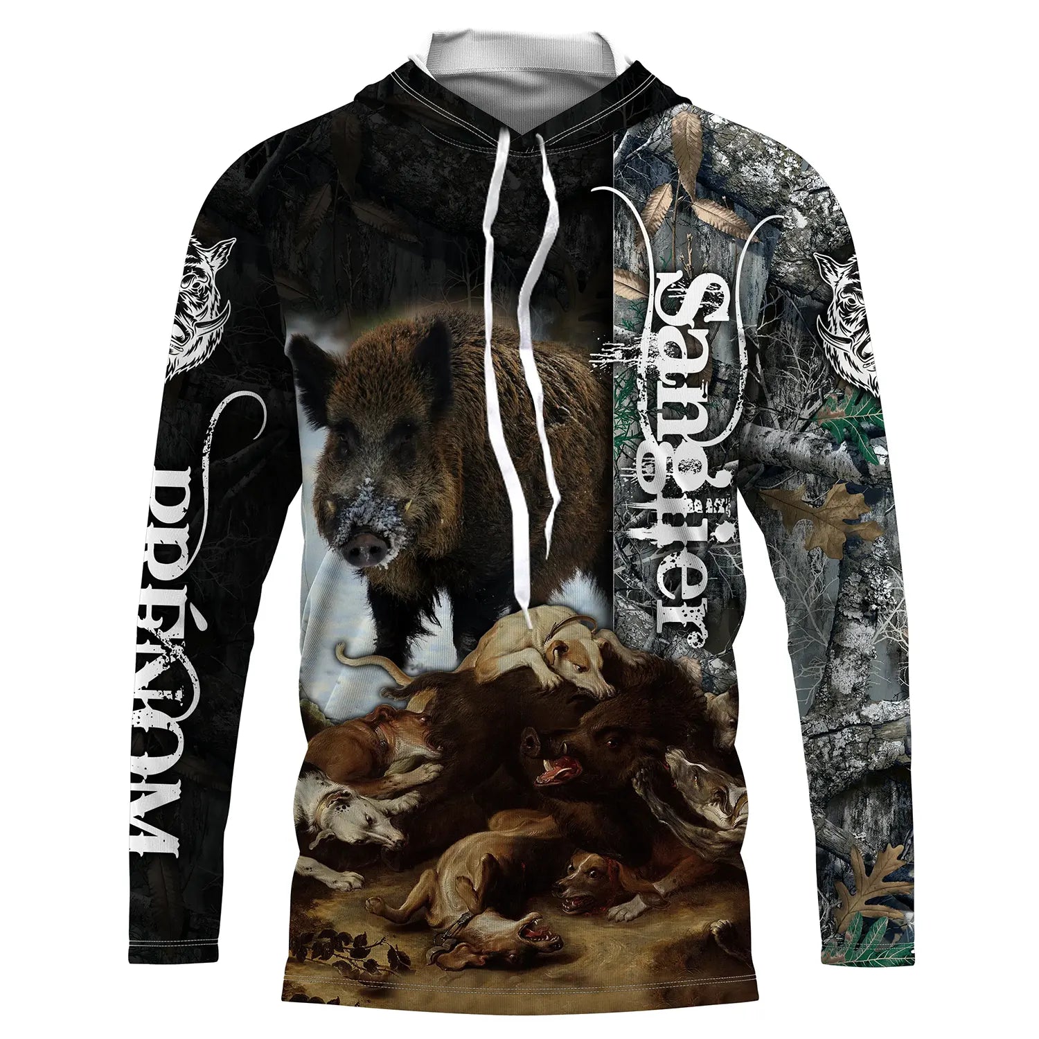 T-shirt Camouflage De Chasse, Chasse Aux Sangliers, Chasse à Courre, Chien De Chasse - CT05092227