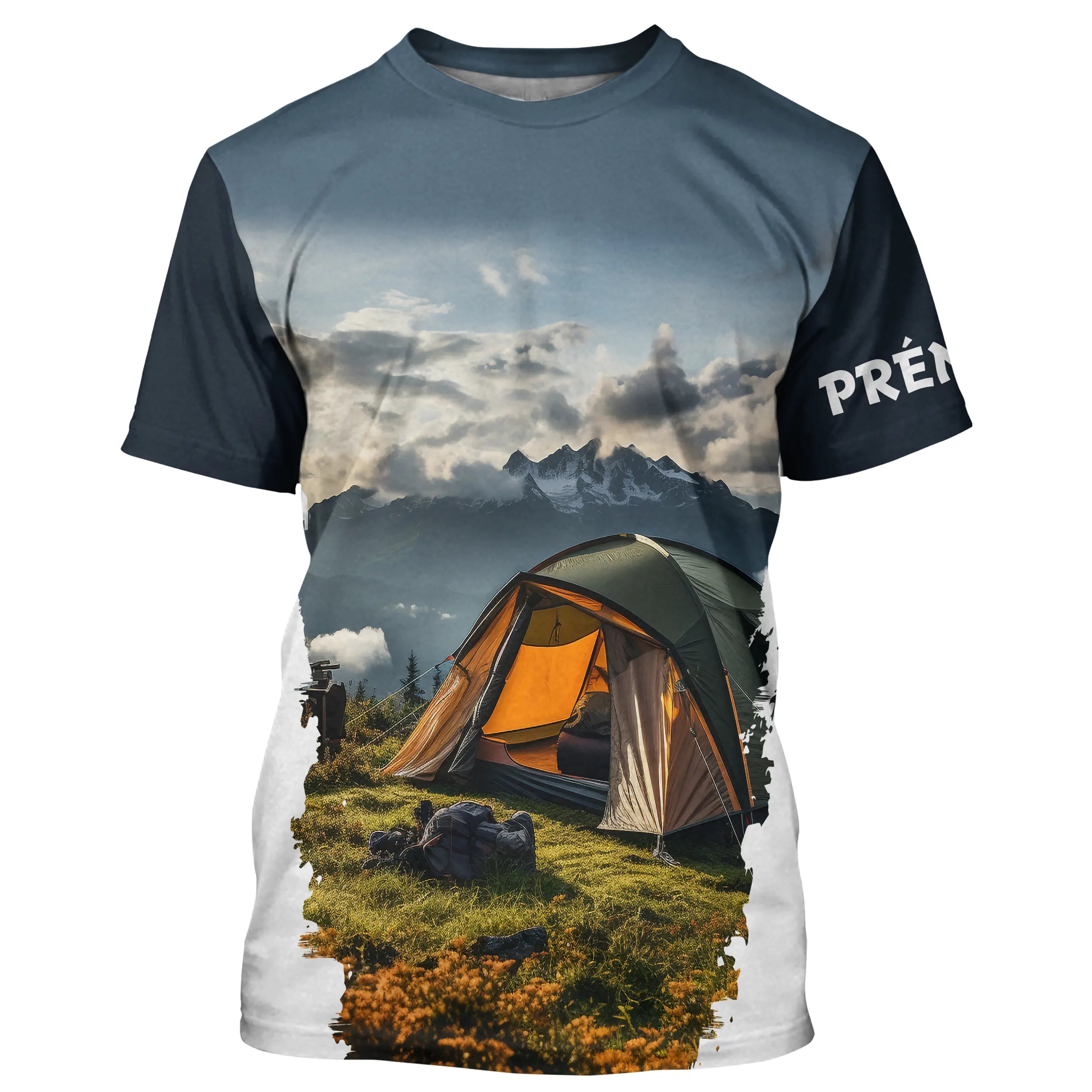 T-Shirt Camping Prêt-à-Partir avec Impression Tente Et Montagne 3D - CT20022463