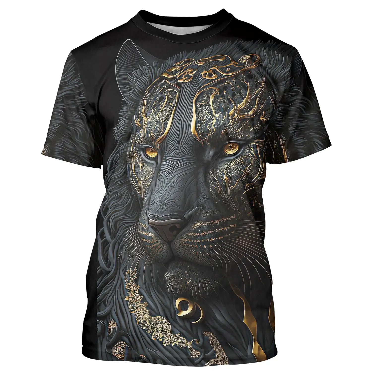 T-Shirt Panthère d'Or - Art Tribal et Dorures légantes - Esprit Animal Sauvage - CT22022451