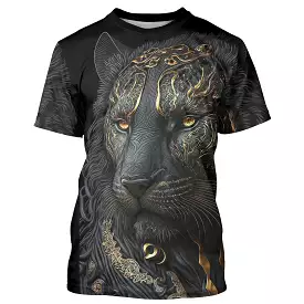 T-Shirt Panthère d'Or - Art Tribal et Dorures légantes - Esprit Animal Sauvage - CT22022451