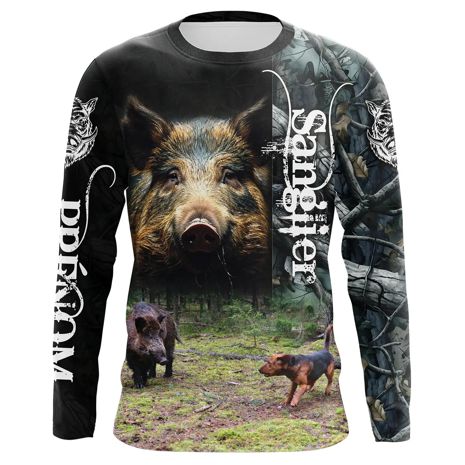 T-shirt Personnalisé Camouflage De Chasse, Chasse Aux Sangliers, Chasse  Courre, Chien De Chasse - CT05092228