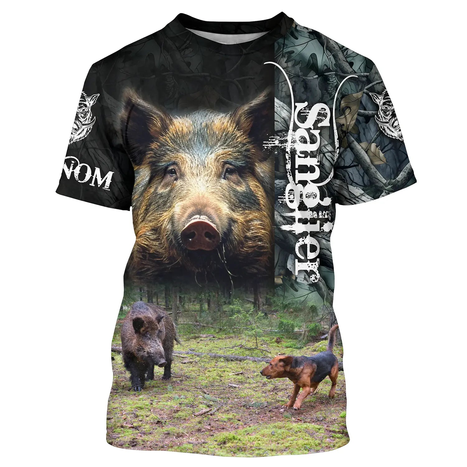 T-shirt Personnalisé Camouflage De Chasse, Chasse Aux Sangliers, Chasse  Courre, Chien De Chasse - CT05092228