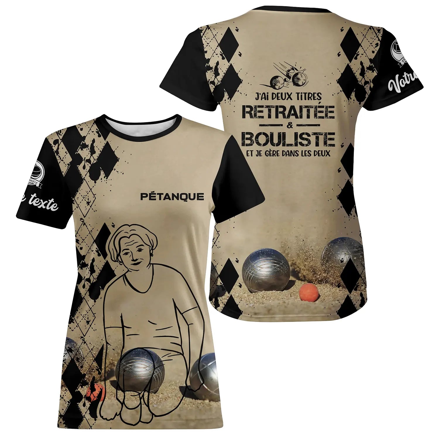 T-shirt Pétanque, Cadeau Humour Personnalisé Bouliste, J'ai Deux Titres Retraité Et Bouliste - CT13092368