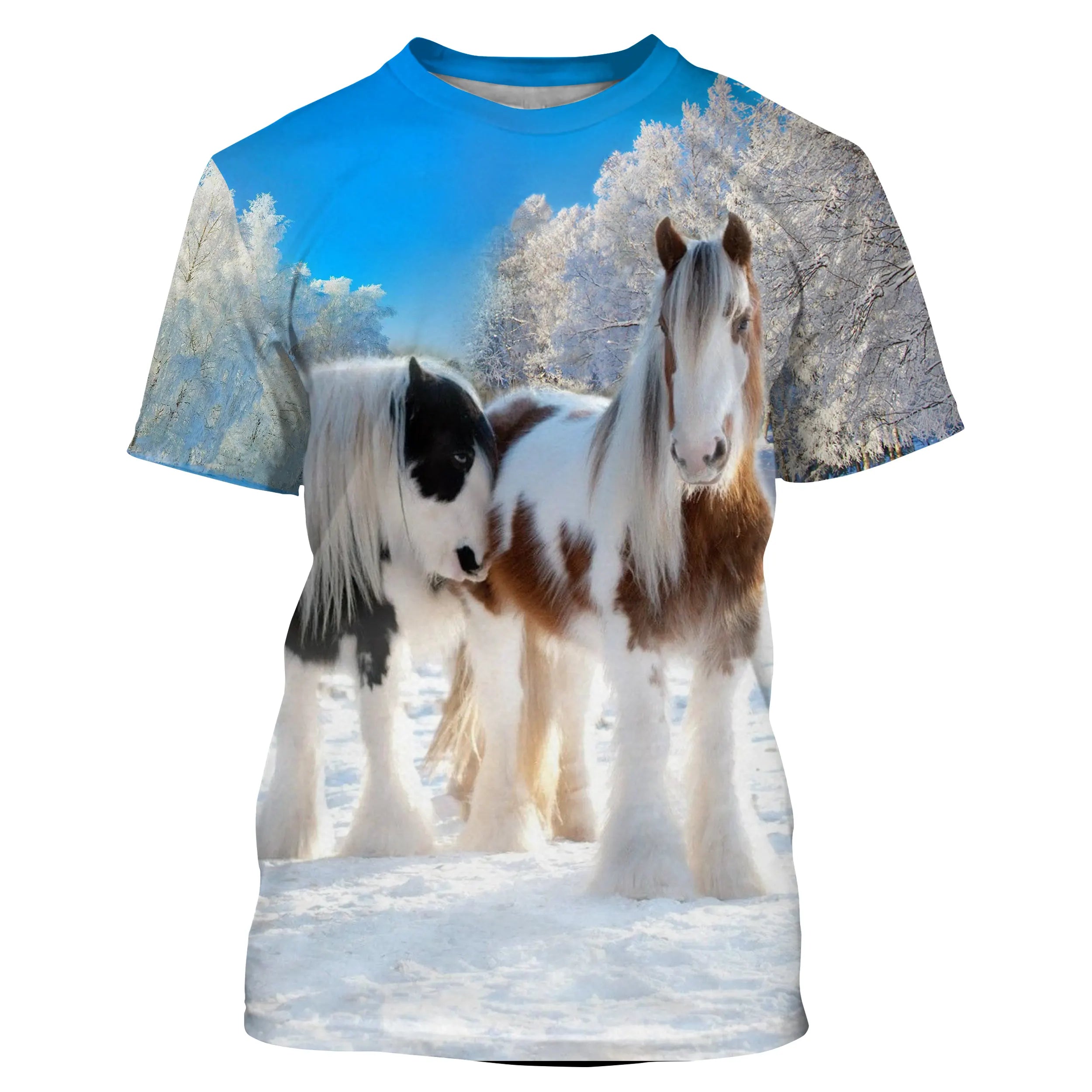 T-shirt quitation Homme Femme, Cadeau Original Fan des chevaux, Chaval Dans La Neige - CT24082222