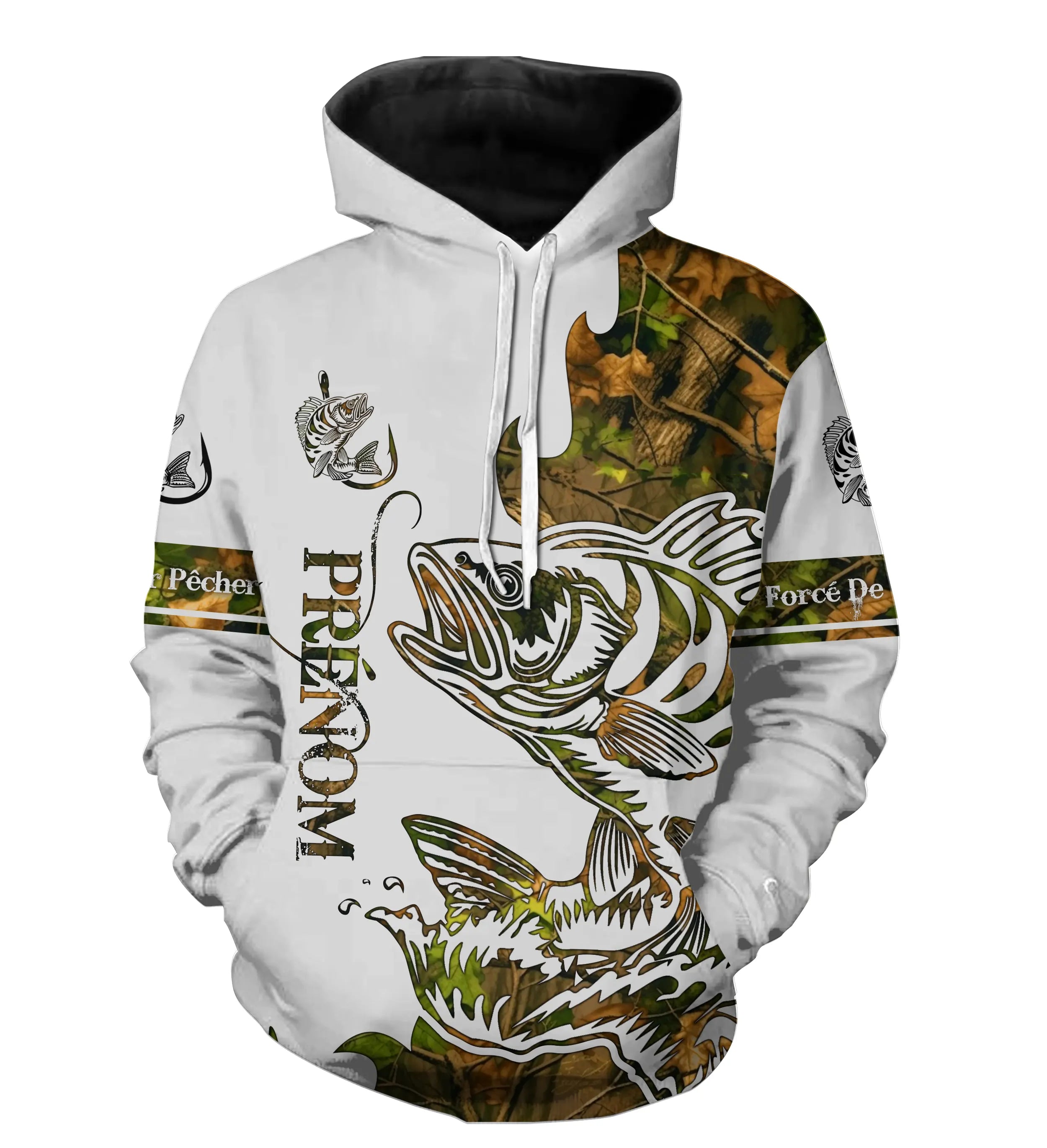 T-shirt Sweater Tatouage Camouflage Pêche De La Perche, Cadeau Personnalisé Pêcheur - CT09012228