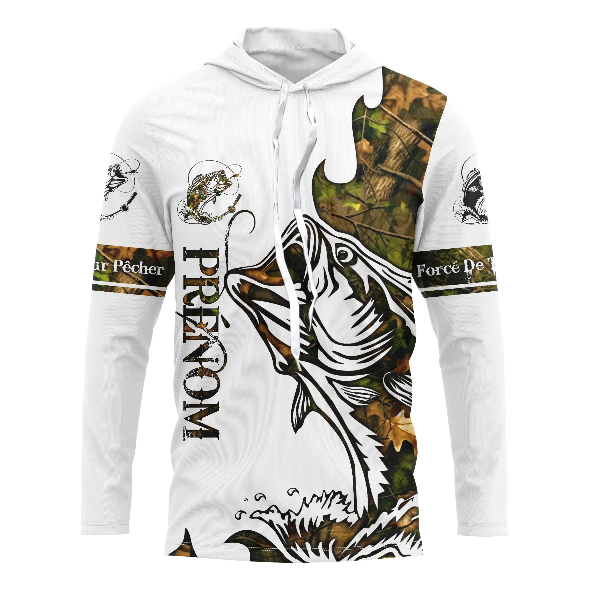 T-shirt Sweater Tatouage Camouflage Pêche Du Bar, Cadeau Personnalisé Pêcheur - CT09012223