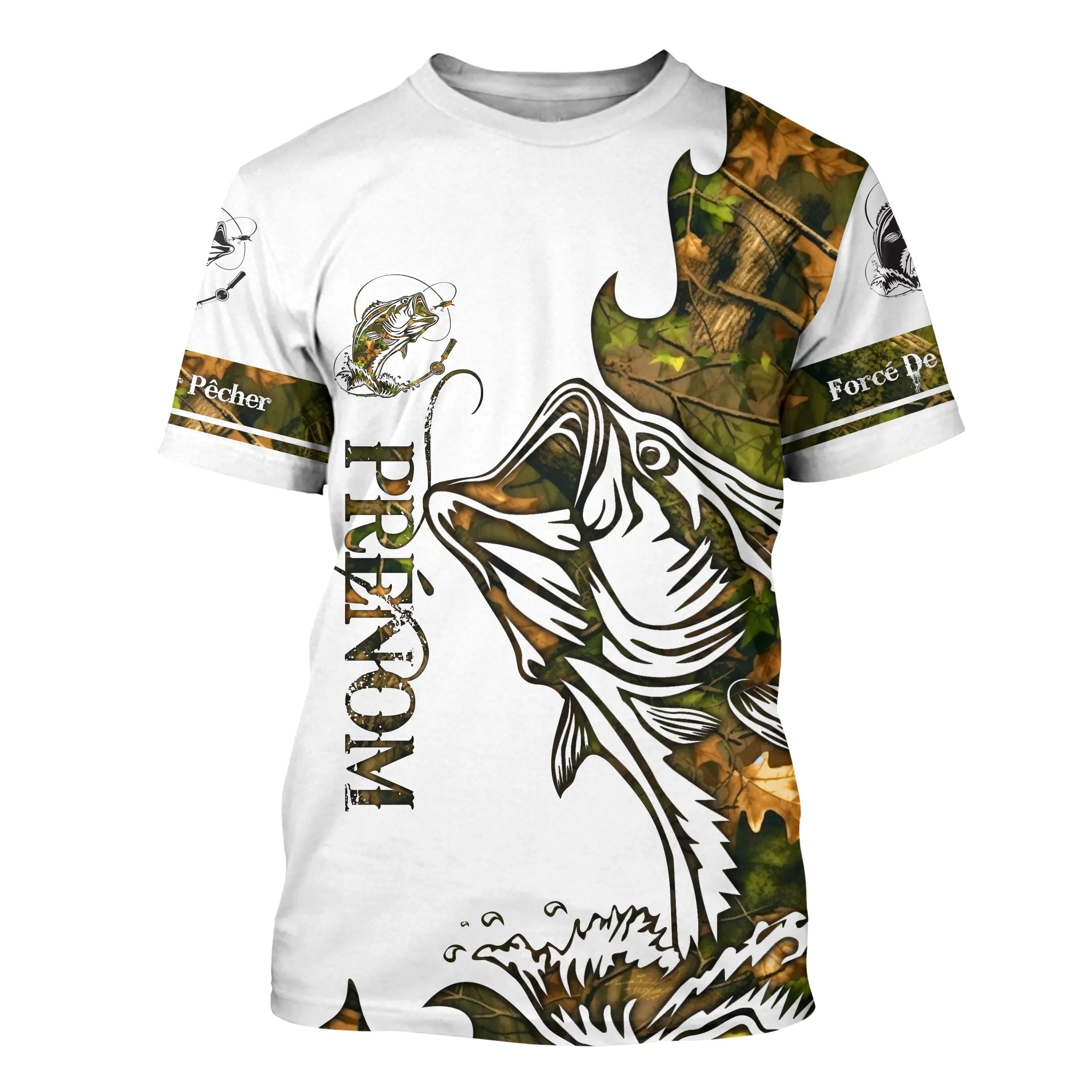 T-shirt Sweater Tatouage Camouflage Pêche Du Bar, Cadeau Personnalisé Pêcheur - CT09012223