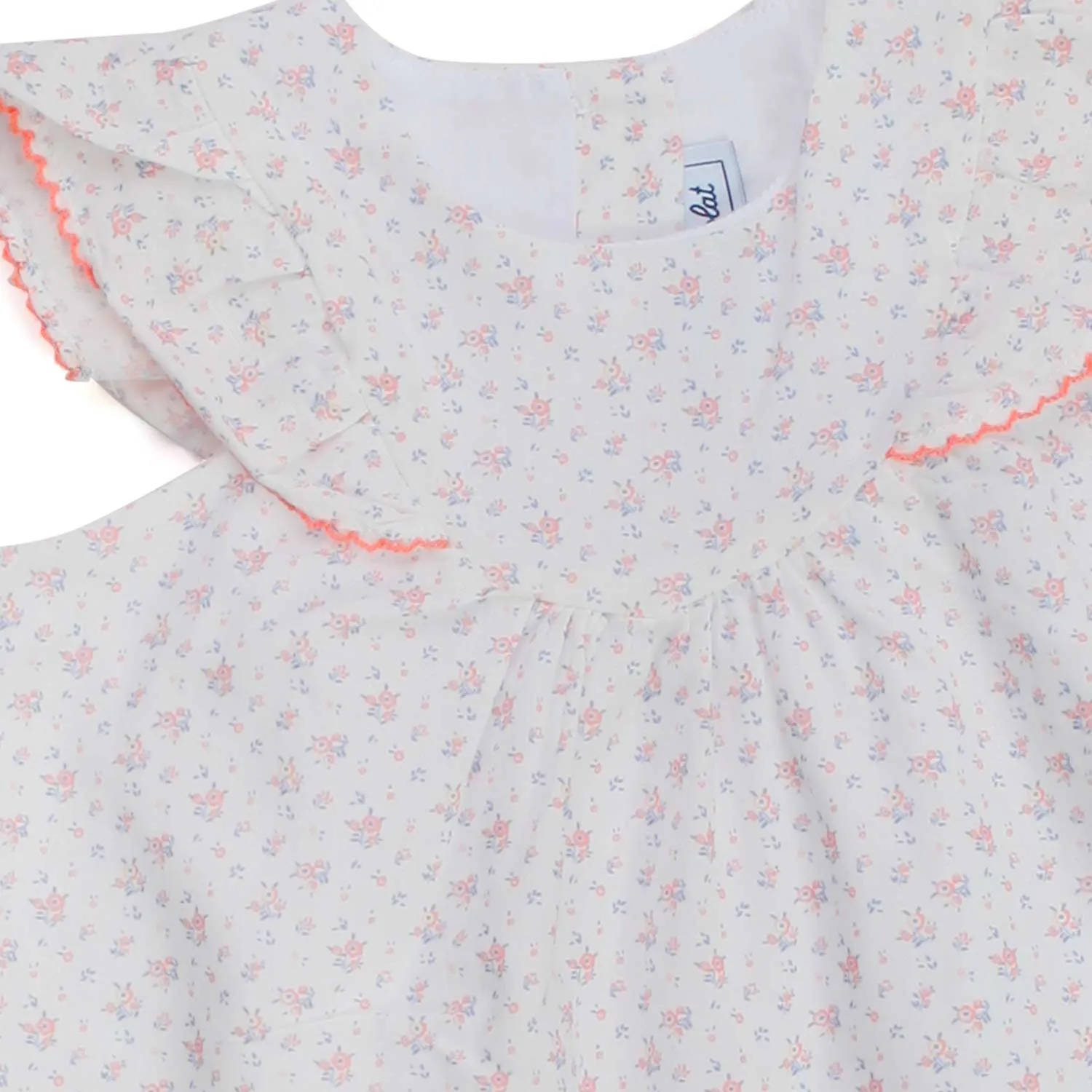 Tartine Et Chocolat White And Pink Mini Dress For Baby Girls