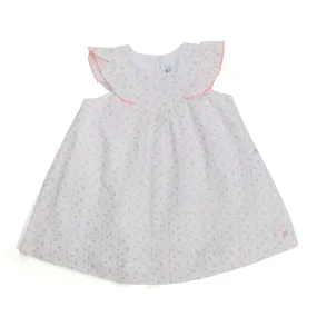 Tartine Et Chocolat White And Pink Mini Dress For Baby Girls