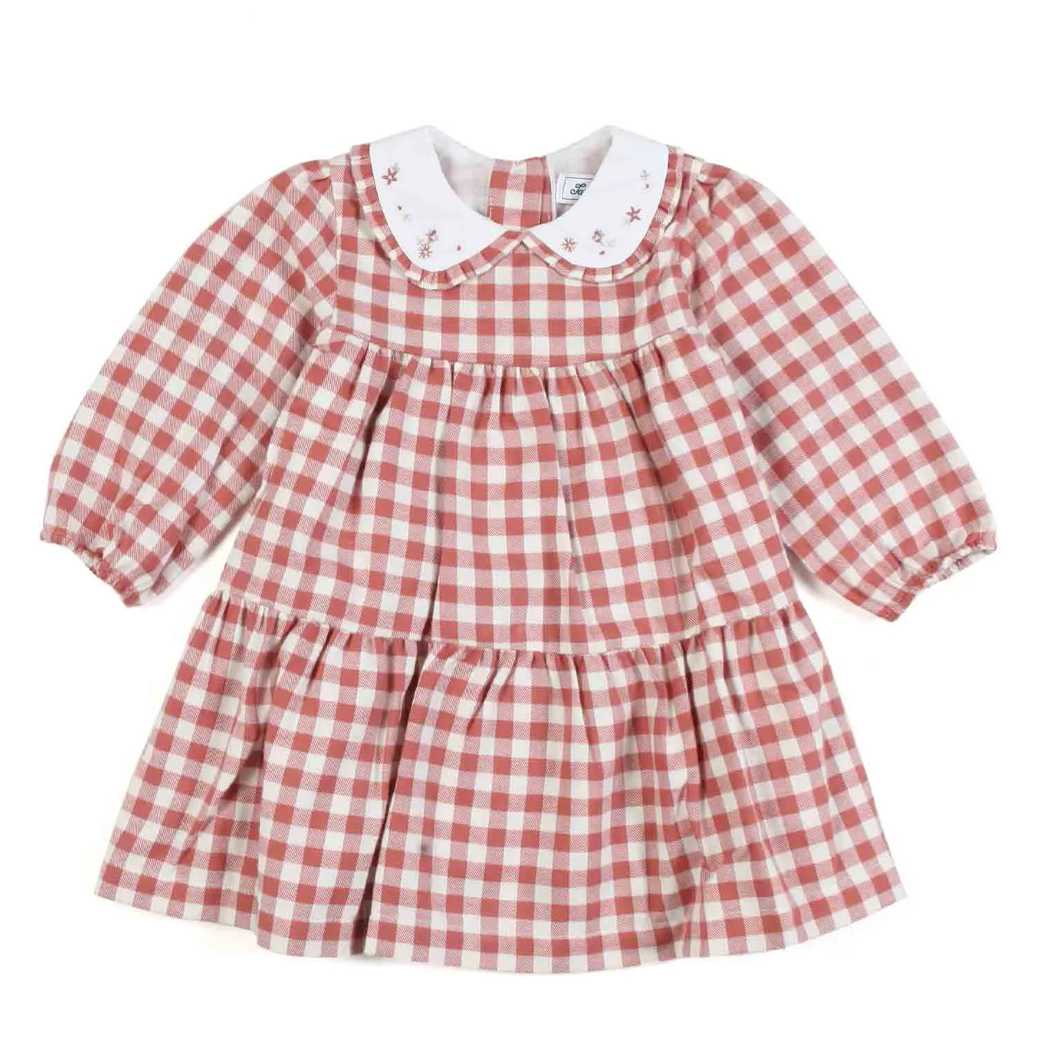 Tartine Et Chocolat White And Rust Vichy Mini Dress For Baby Girl