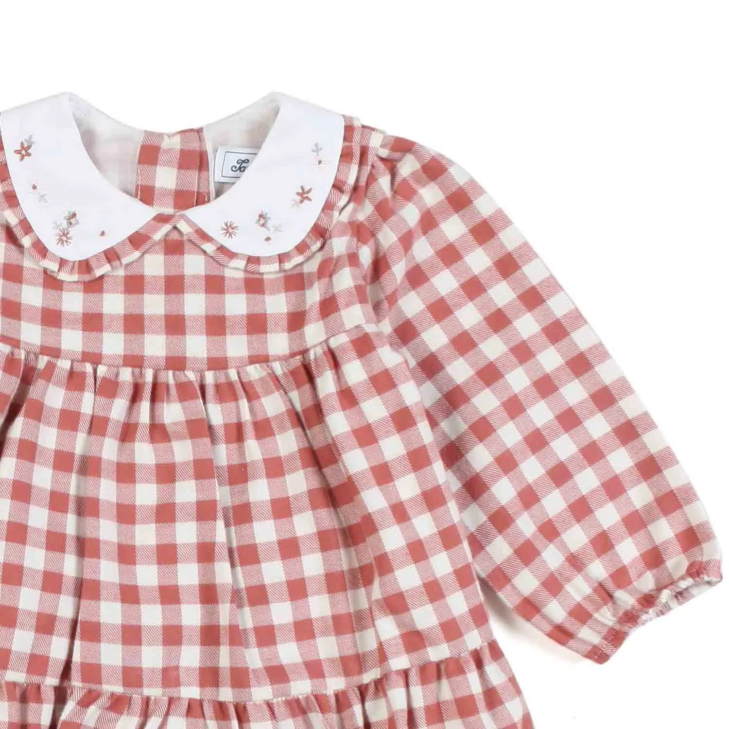 Tartine Et Chocolat White And Rust Vichy Mini Dress For Baby Girl