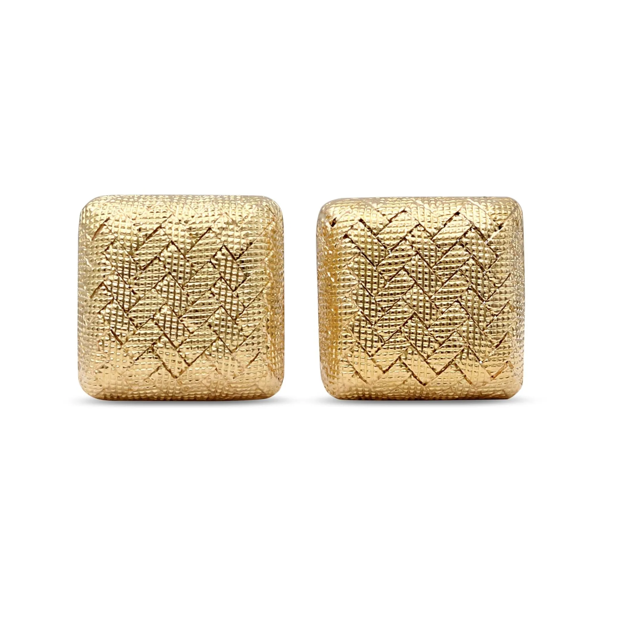 Textured Finished Square Dunhill Cufflinks - 18ct Yellow Gold