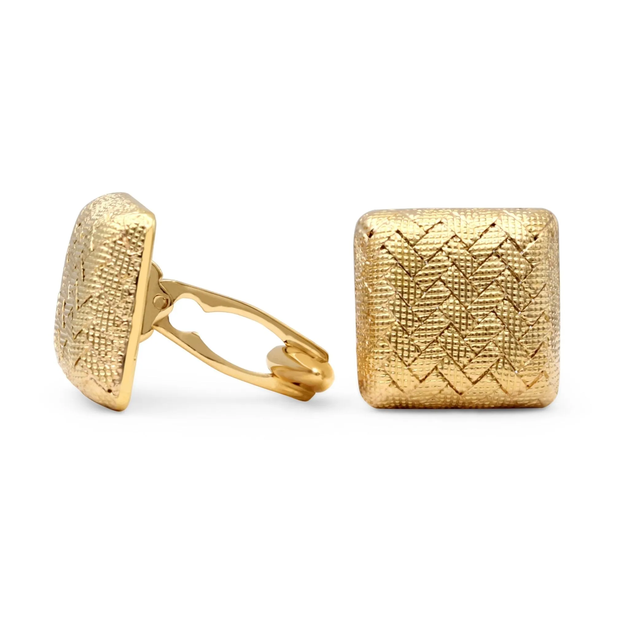 Textured Finished Square Dunhill Cufflinks - 18ct Yellow Gold