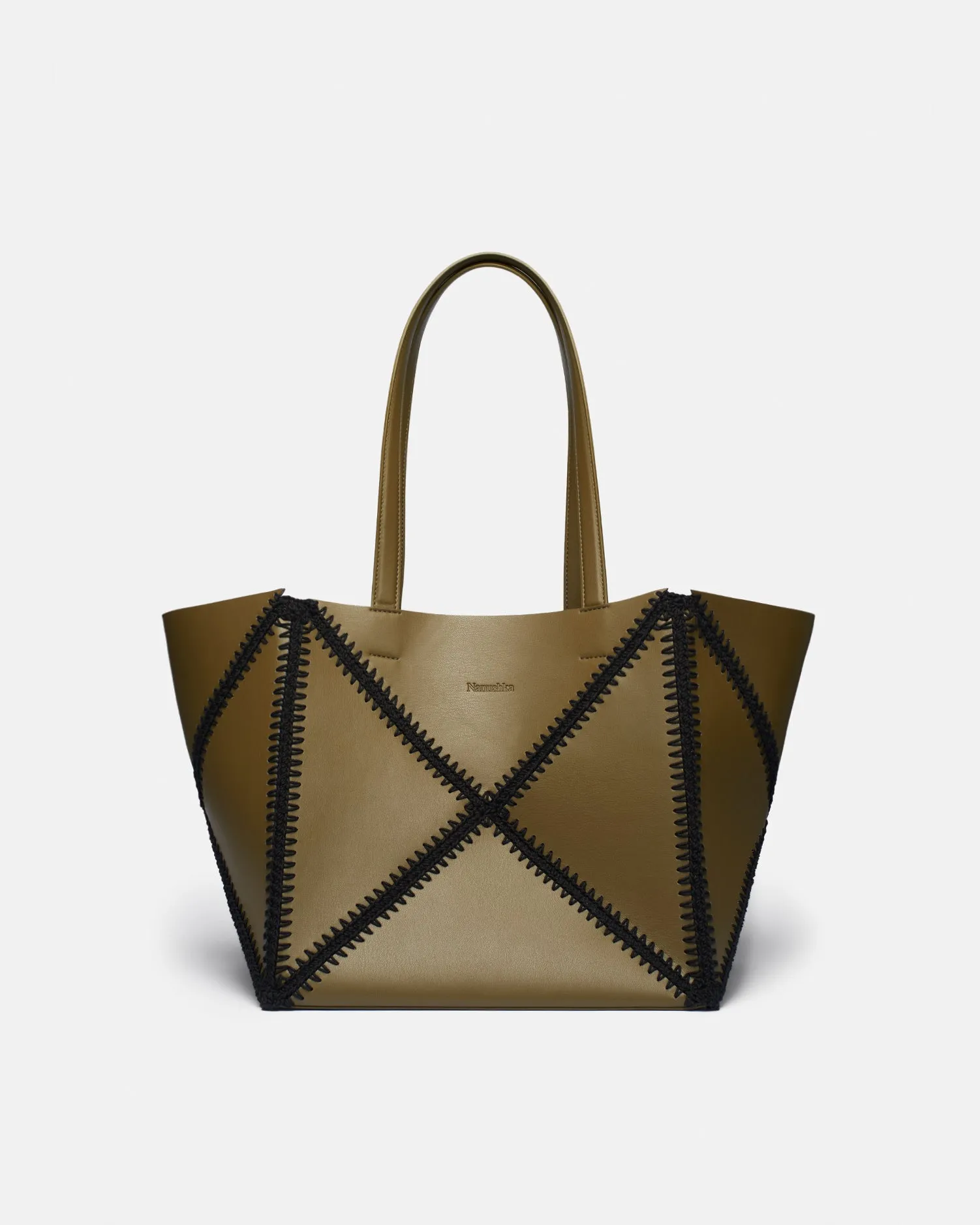 The Origami Tote - Alt Nappa Crochet Tote - Khaki