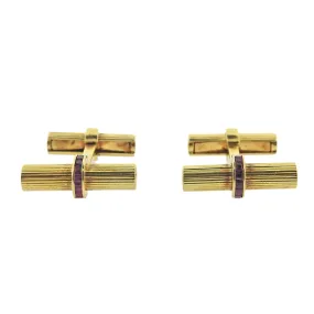 Tiffany & Co Midcentury Ruby Gold Bar Cufflinks