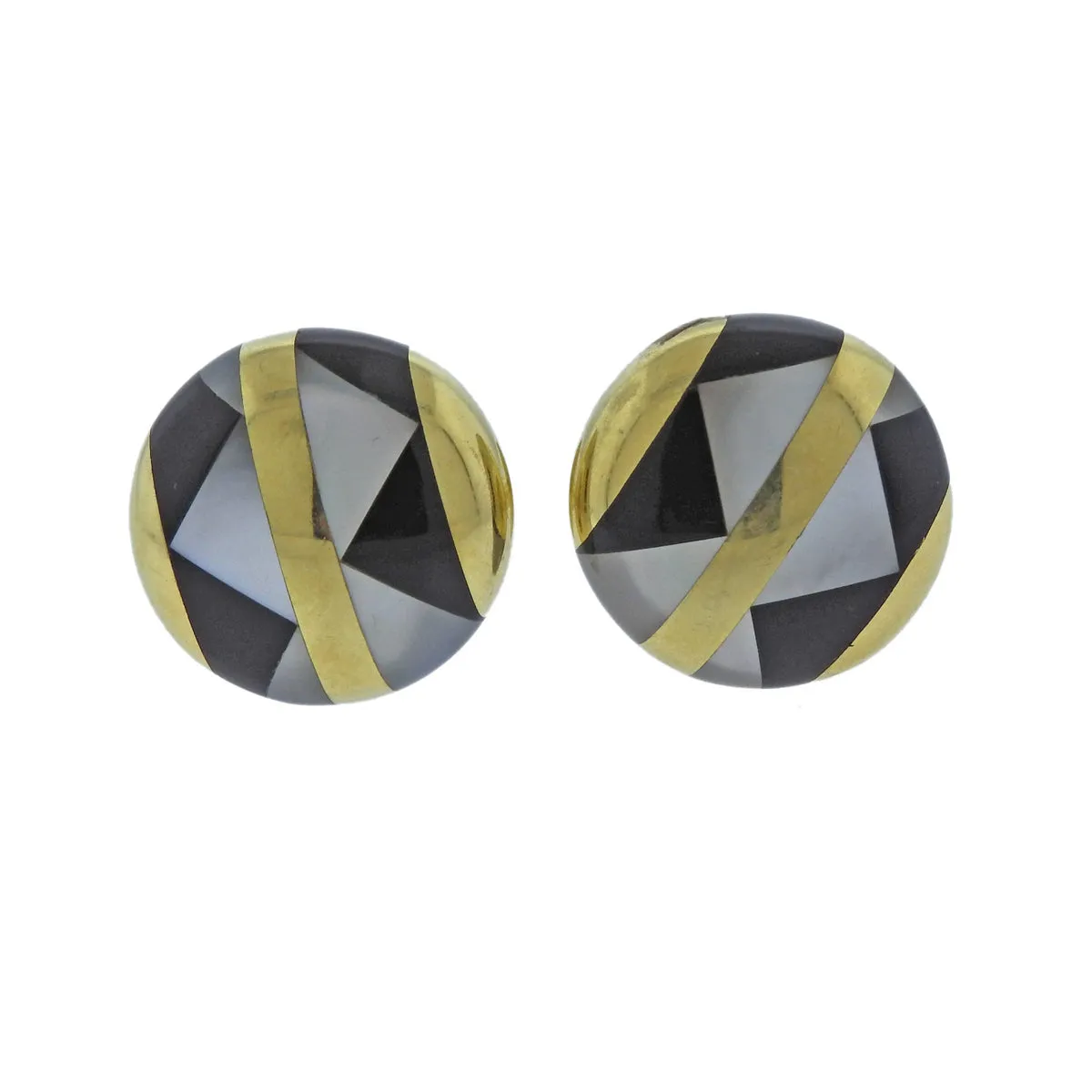 Tiffany & Co Onyx Mother of Pearl Inlay Gold Cufflinks