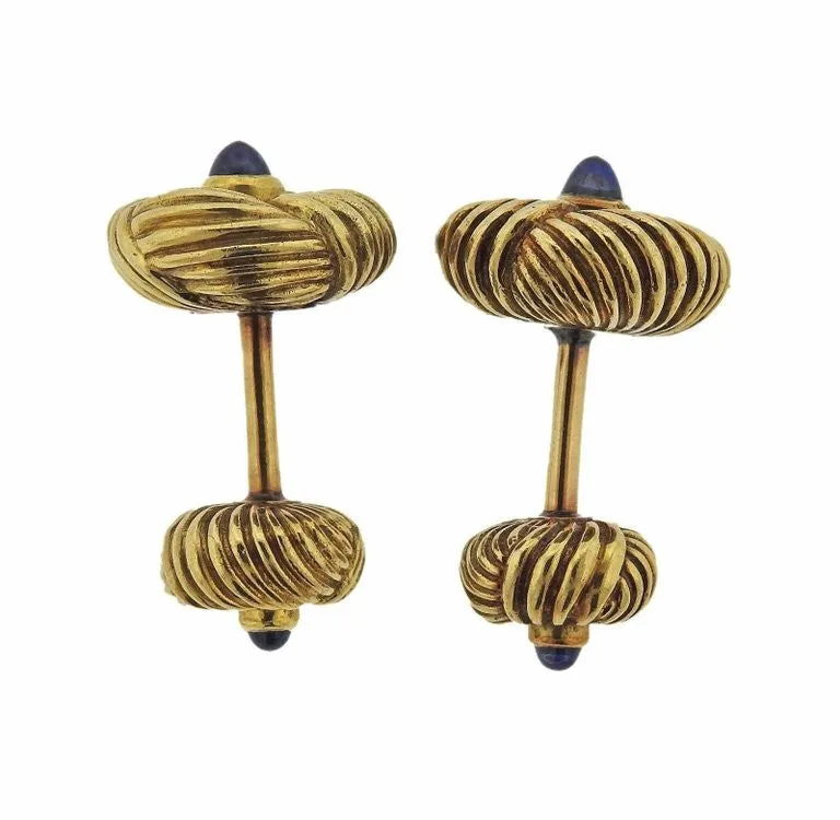 Tiffany & Co. Schlumberger Gold Sapphire Cufflinks