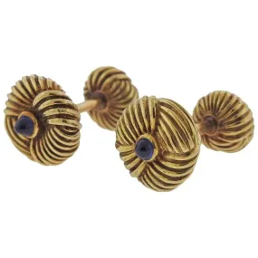 Tiffany & Co. Schlumberger Gold Sapphire Cufflinks