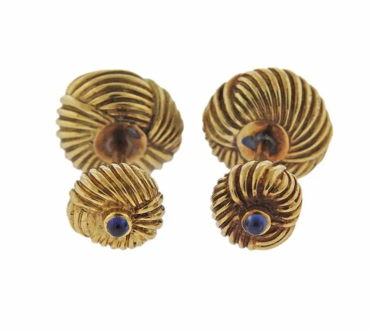 Tiffany & Co. Schlumberger Gold Sapphire Cufflinks