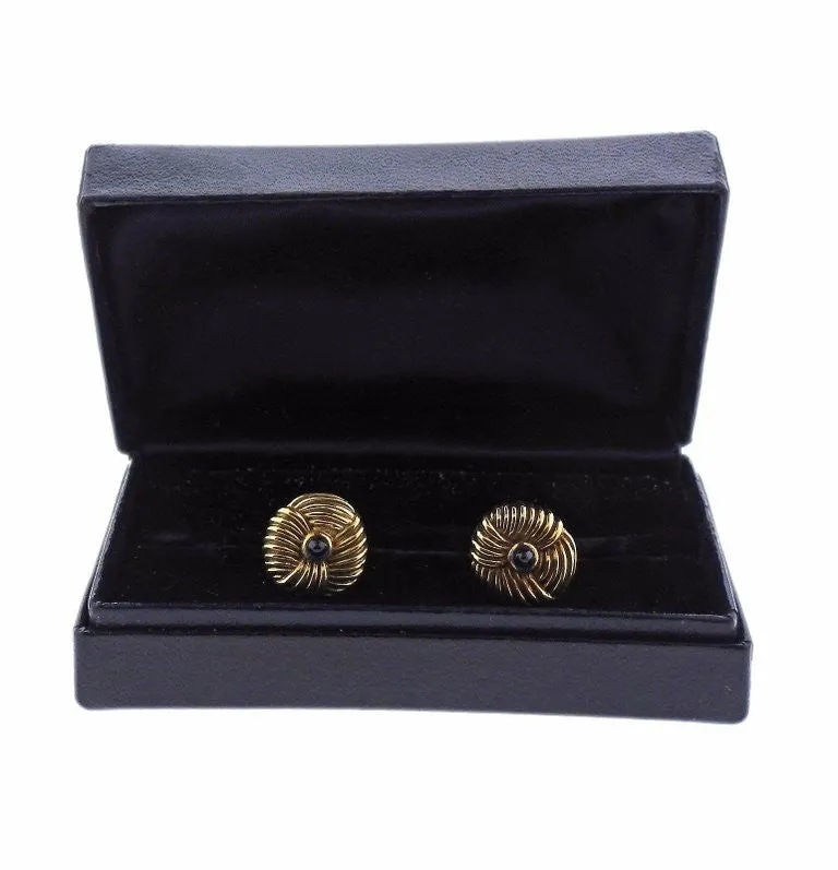 Tiffany & Co. Schlumberger Gold Sapphire Cufflinks