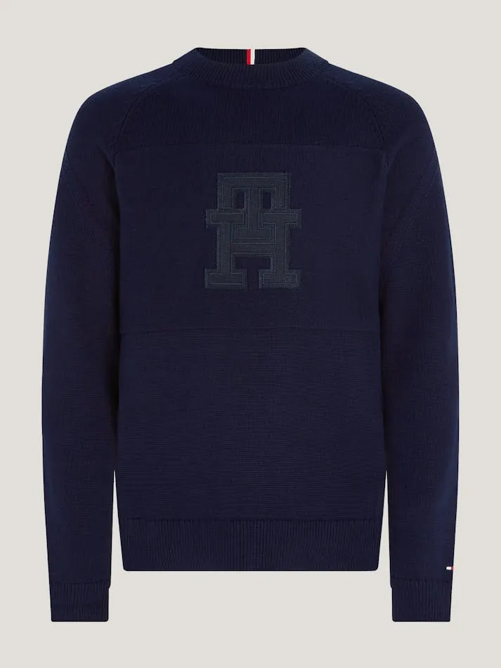 Tommy Hilfiger Mw33085 Msw Monogram Crew Neck Navy