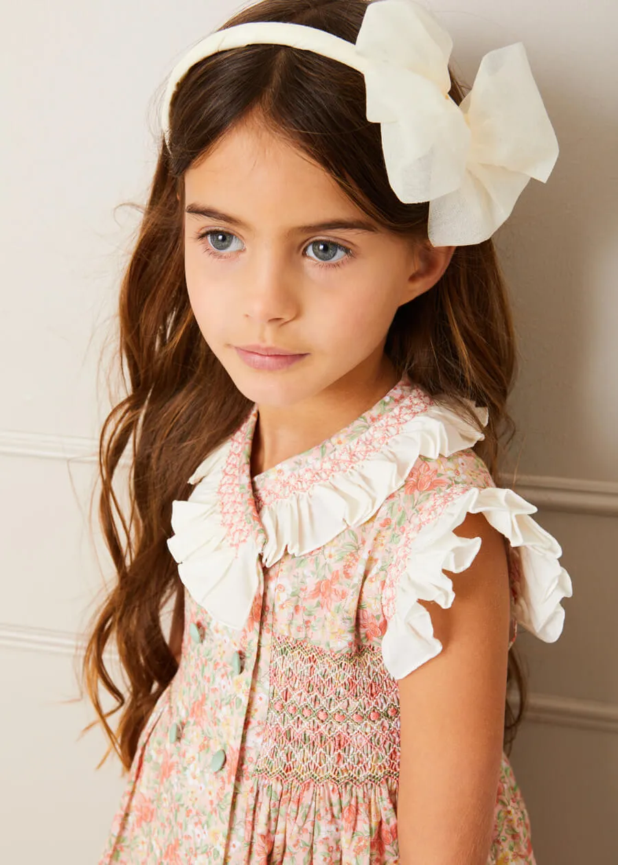 Traditional Big Bow Tulle Hairband in Ivory