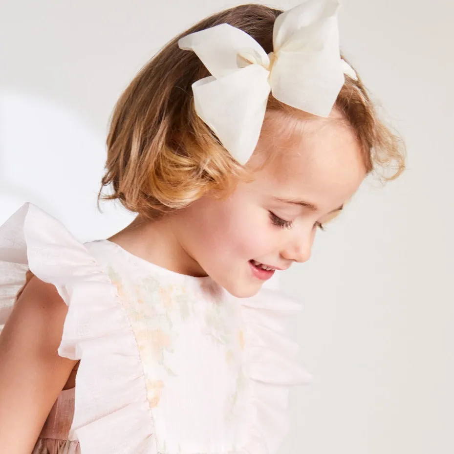 Traditional Big Bow Tulle Hairband in Ivory