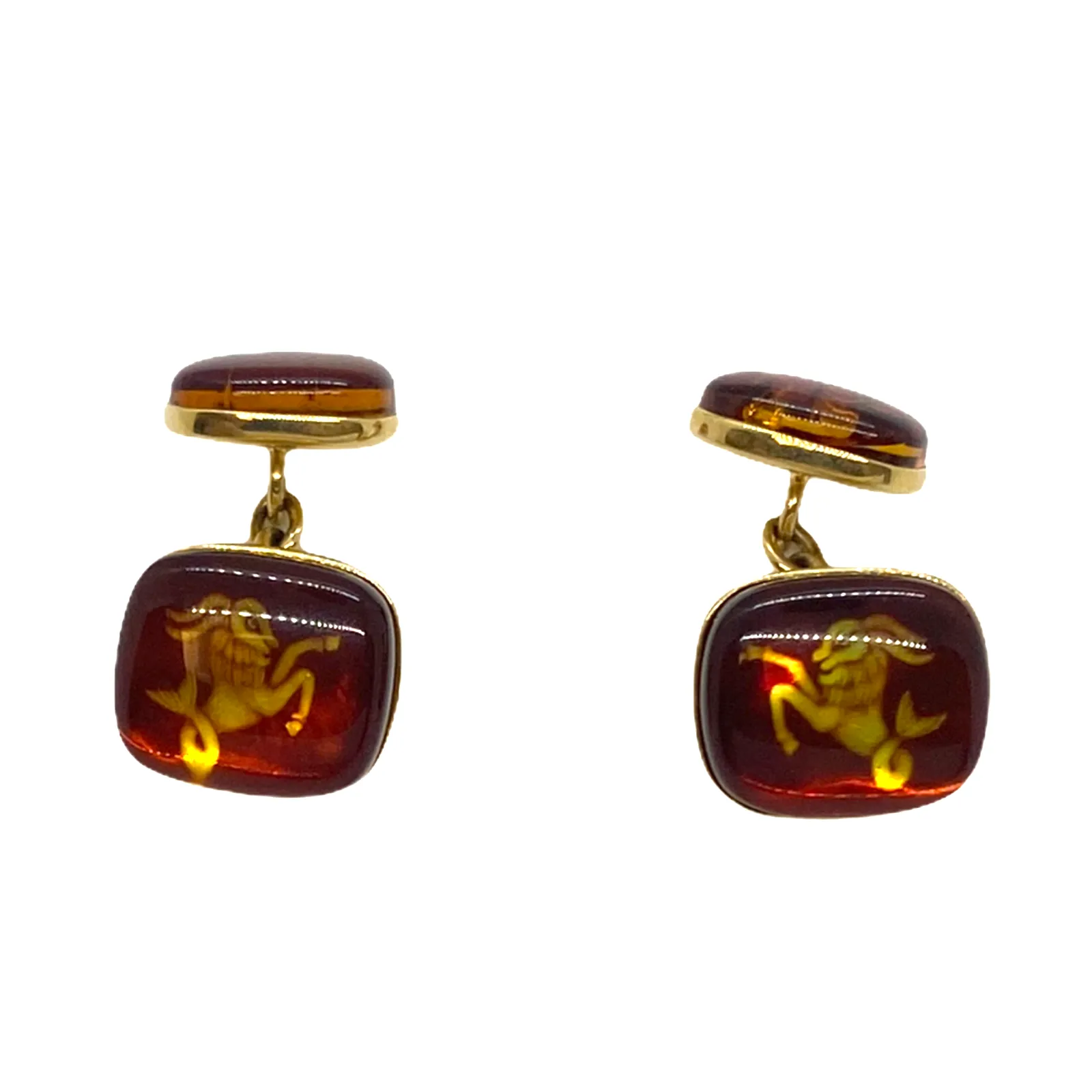 Trianon Gold Amber Zodiac Sign Cufflinks