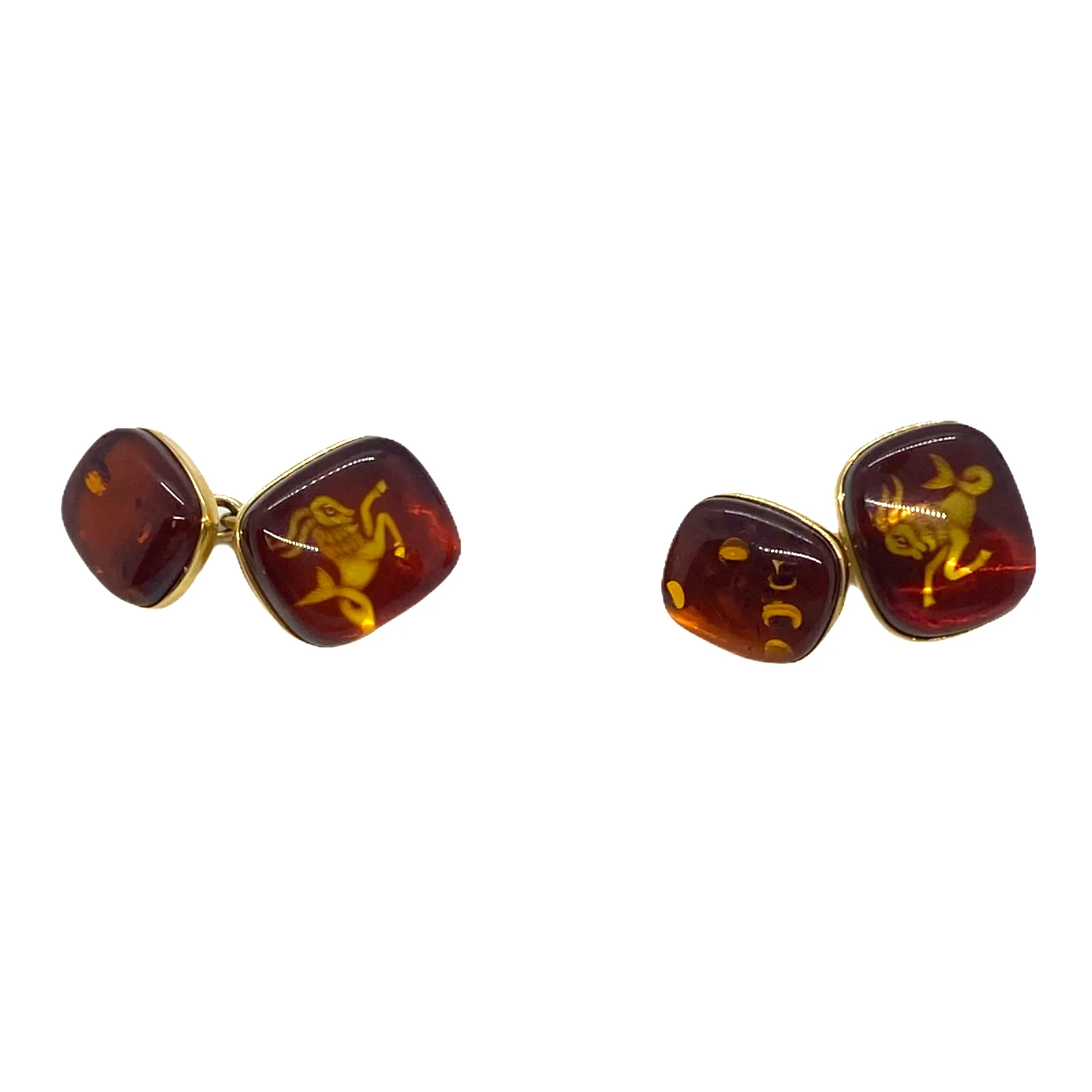 Trianon Gold Amber Zodiac Sign Cufflinks