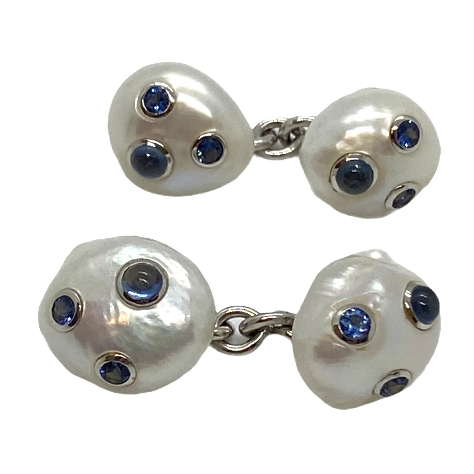 Trianon Pearl Sapphire 18k Gold Cufflinks