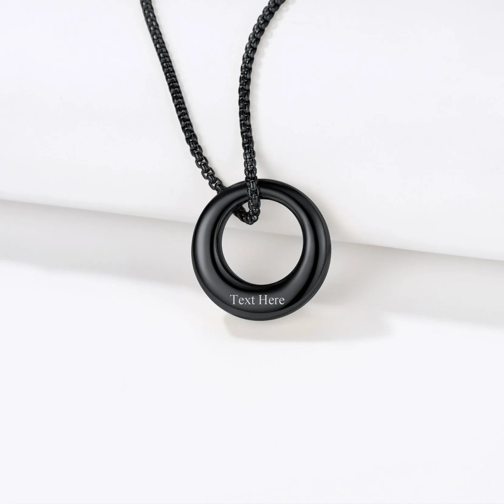 U7 Jewelry Engraved Life Circle Urn Necklace For Ashes