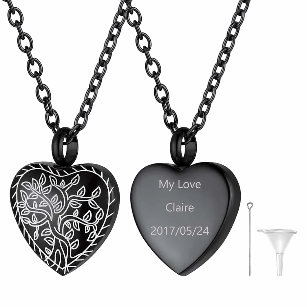 U7 Jewelry Tree Of Life Heart Cremation Urn Necklace For Ashes