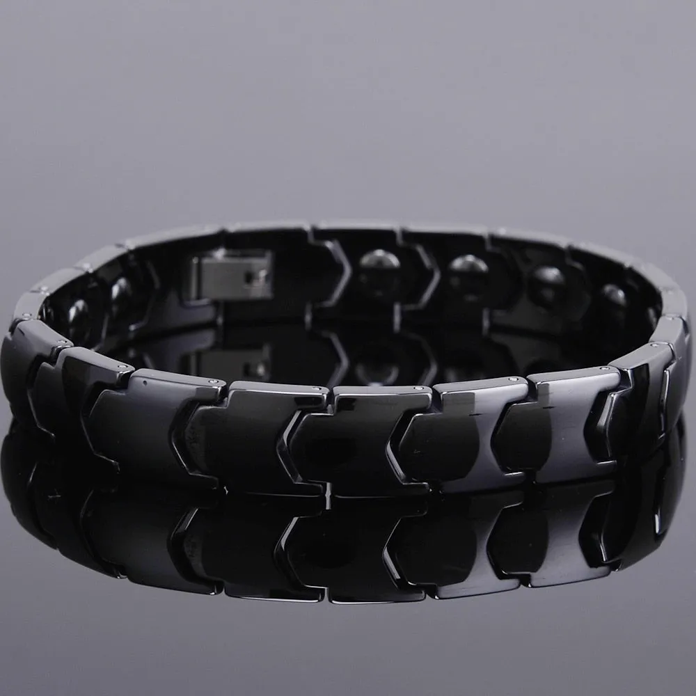 Unisex Black Ceramic Health Therapeutic Magnetic Wristband Bracelet