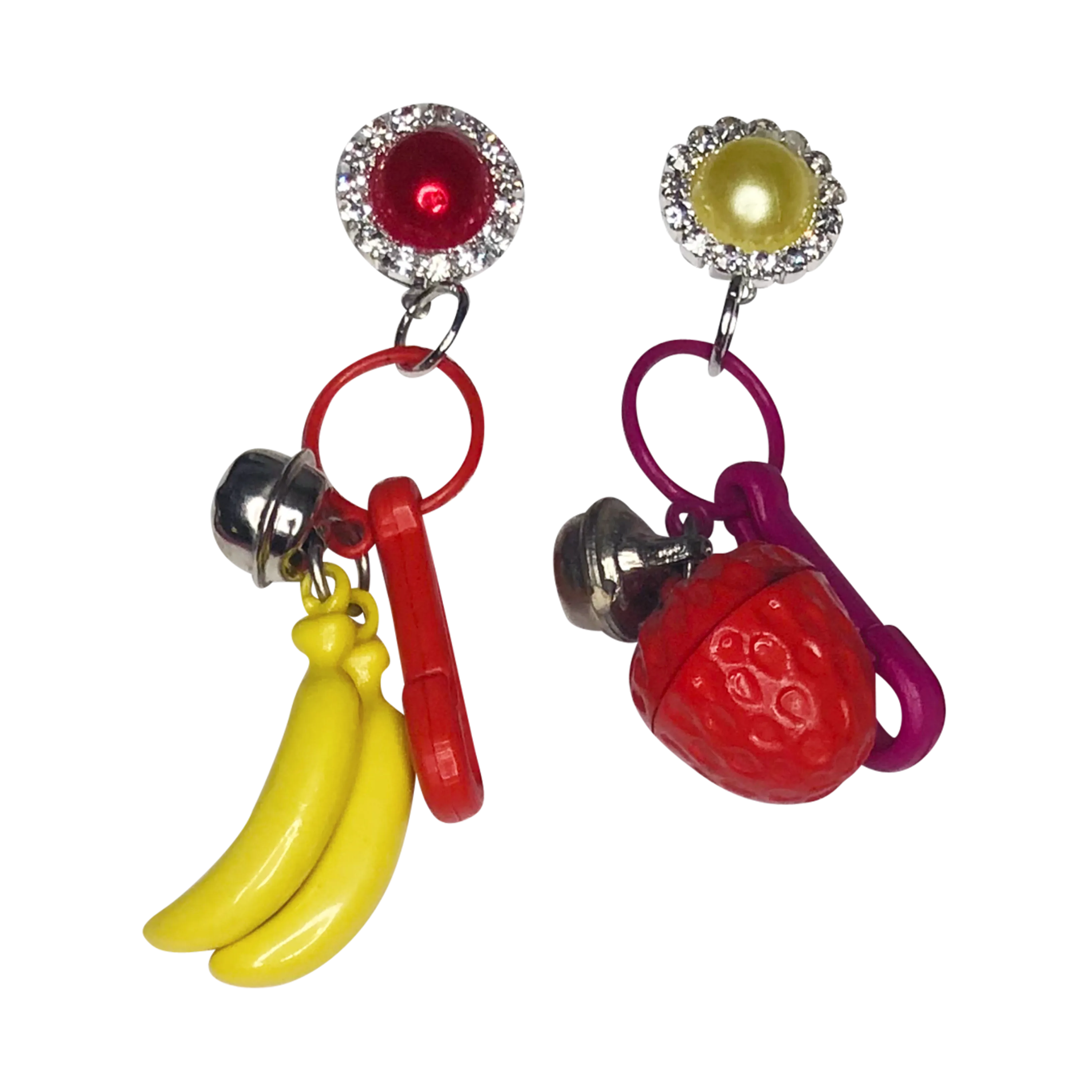 Vintage Strawberry Banana Charm Earrings