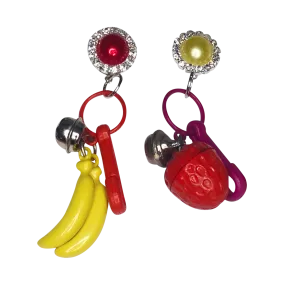 Vintage Strawberry Banana Charm Earrings