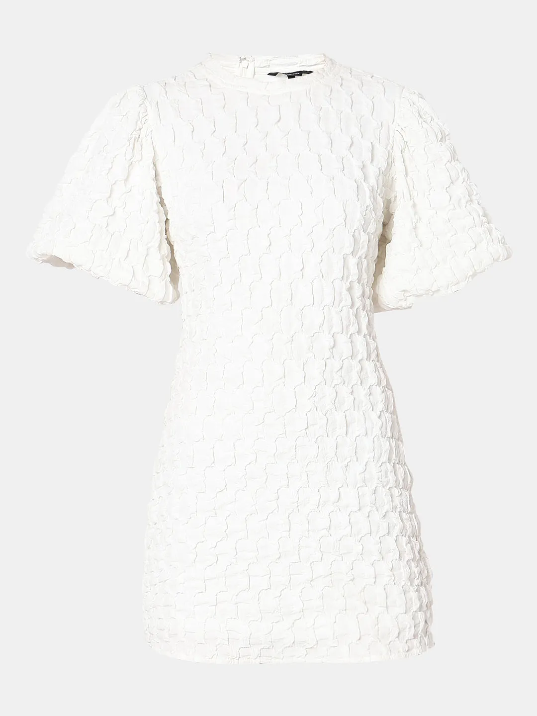 White Textured Mini Dress