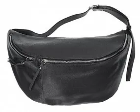 Women's black leather belt bag \logan\