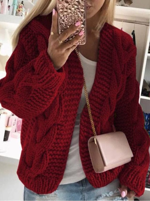 Women's Cozy Hooded Open Front Chunky Knit Cardigan