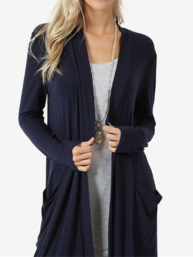 Women's Knit Cardigan with Open Front and Pockets