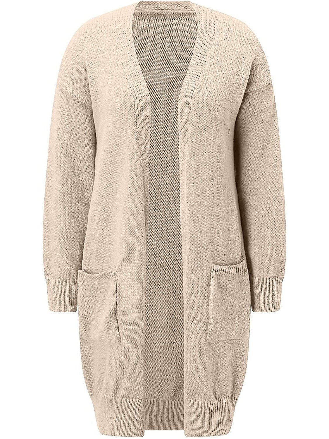 Women's Knitted Cardigan with Open Front and Pockets