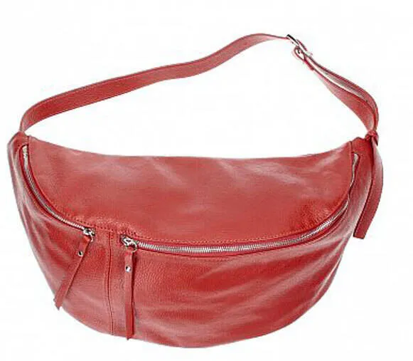 Women's red leather belt bag \logan\