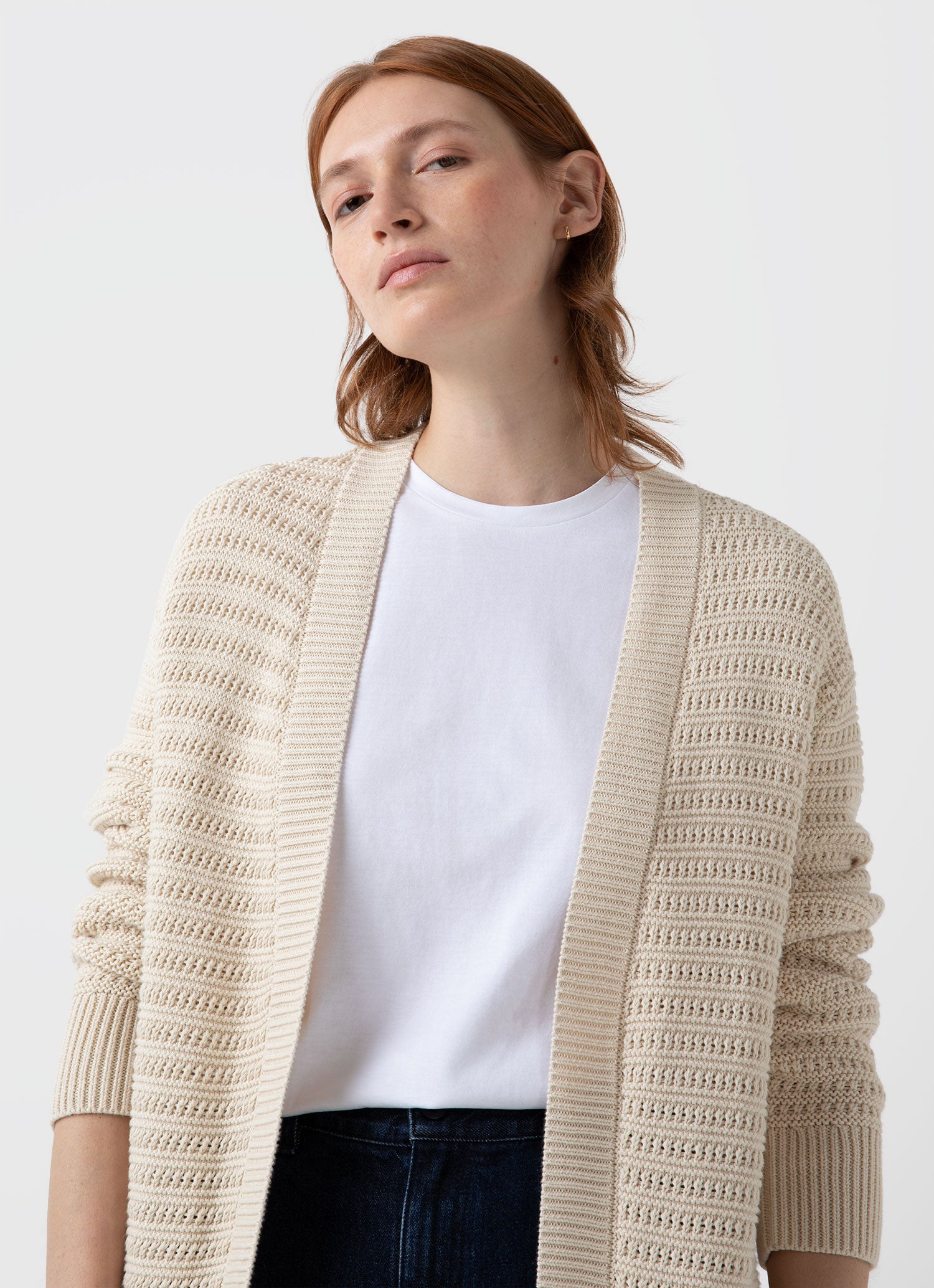 Women's Textured Cardigan in Ecru