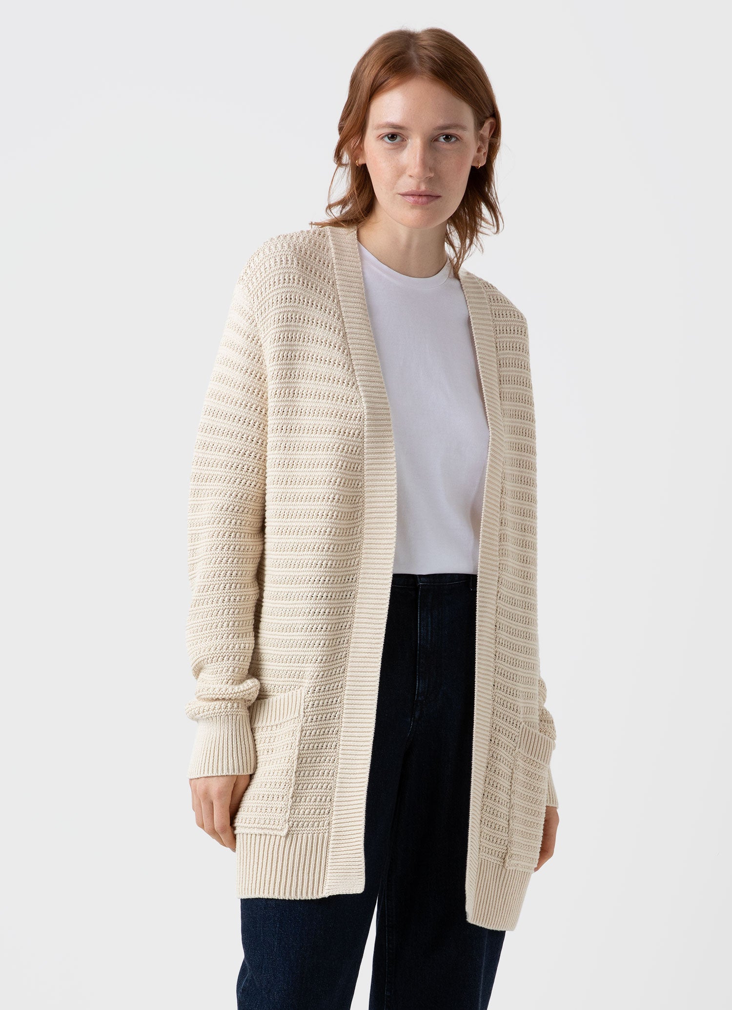 Women's Textured Cardigan in Ecru