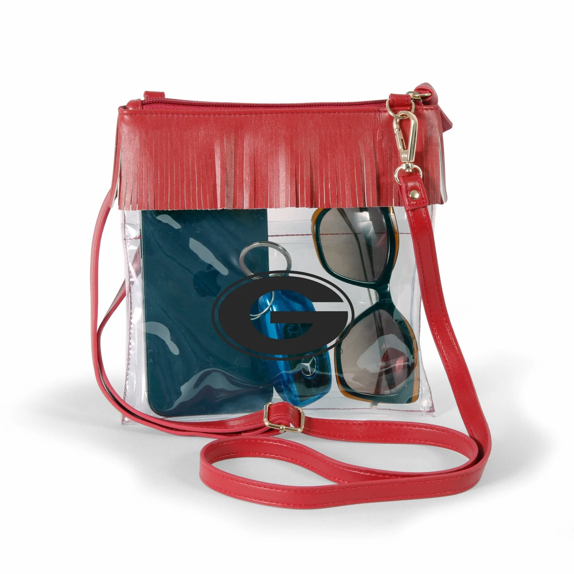 Women's Red Georgia Bulldogs Judyann Clear Crossbody with Fringe