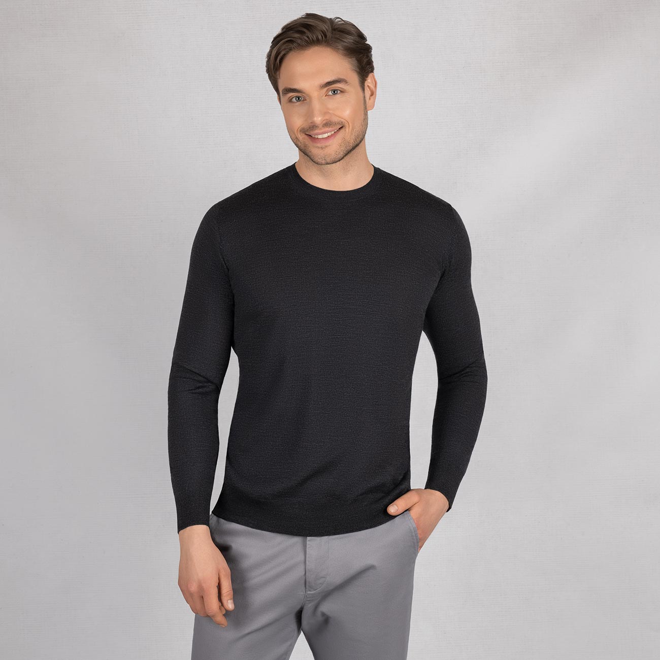 Wool Pullover Light Round Neck Men