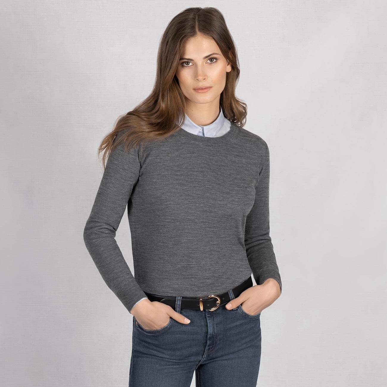 Wool Pullover Light Round Neck Women