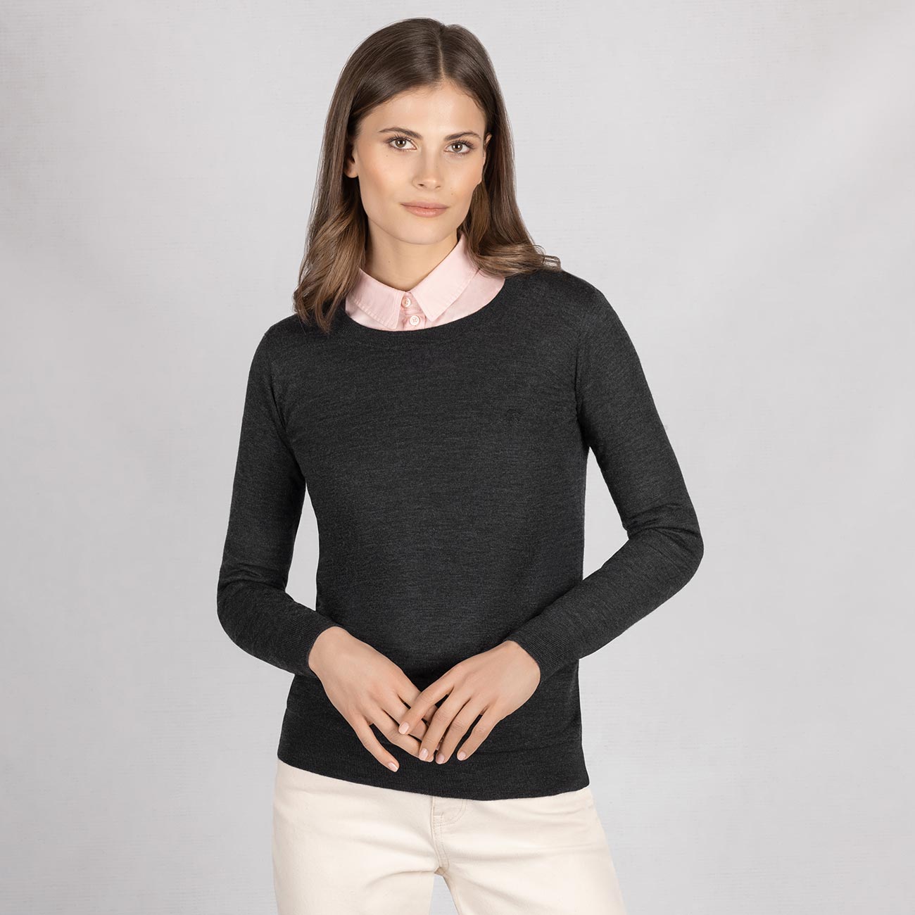 Wool Pullover Light Round Neck Women