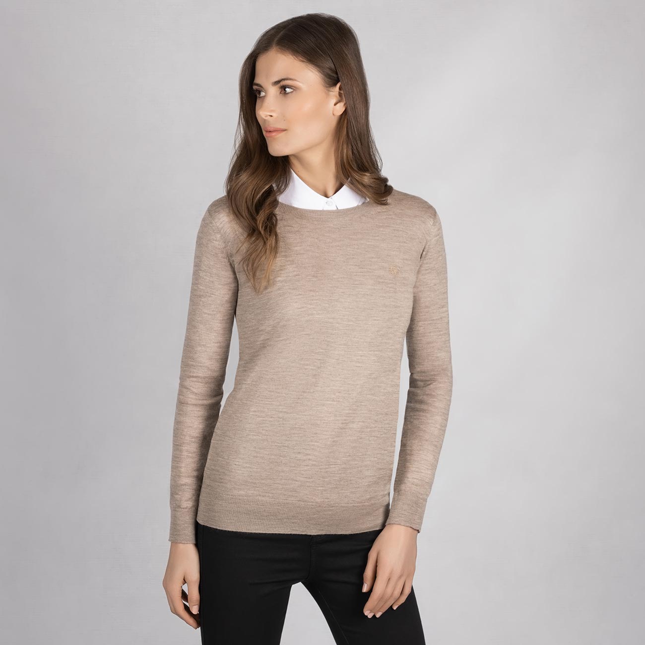 Wool Pullover Light Round Neck Women