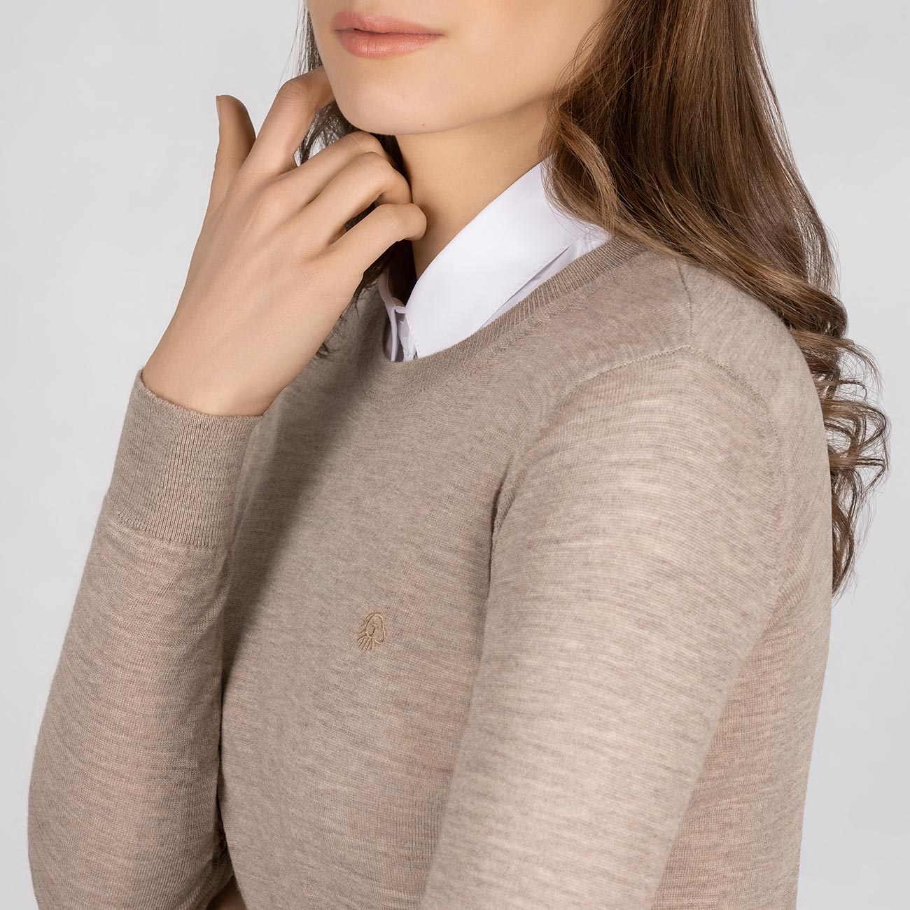 Wool Pullover Light Round Neck Women